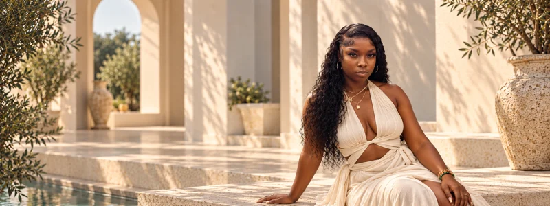 Ajunay Grayson in a sunlit palace courtyard